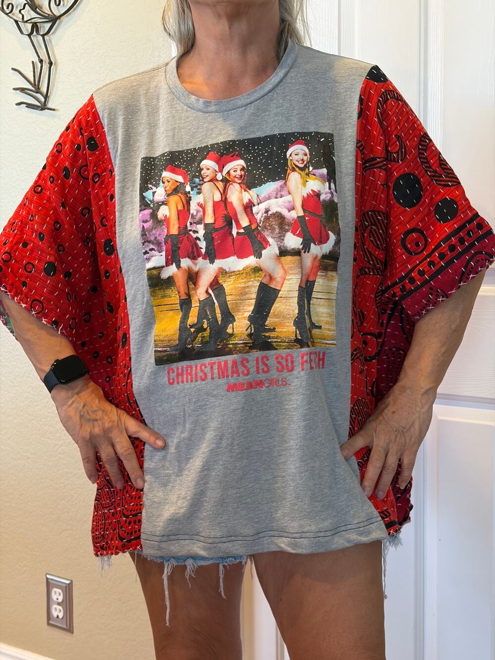 Mean Girls Christmas Upcycled Kantha Tunic Top Shirt OS